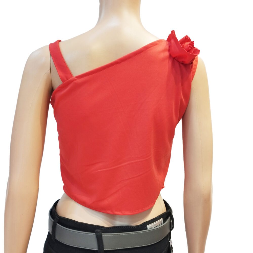 Casual Sleeveless Solid Women Red Top