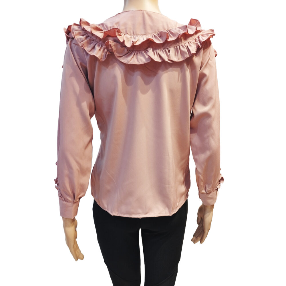 Pink Ruffle Detail Self-Design Top For Girls