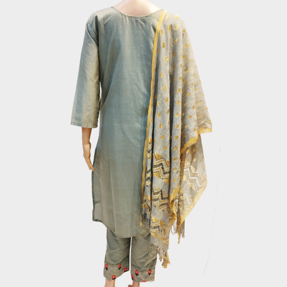 Women Kurta, Pant And Dupatta Set Art Silk