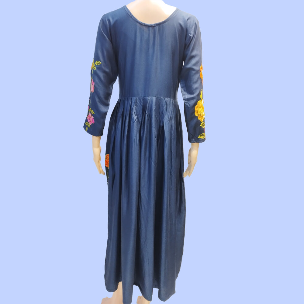 Women Embroidered Silk Blend Gown Kurta  (Blue)