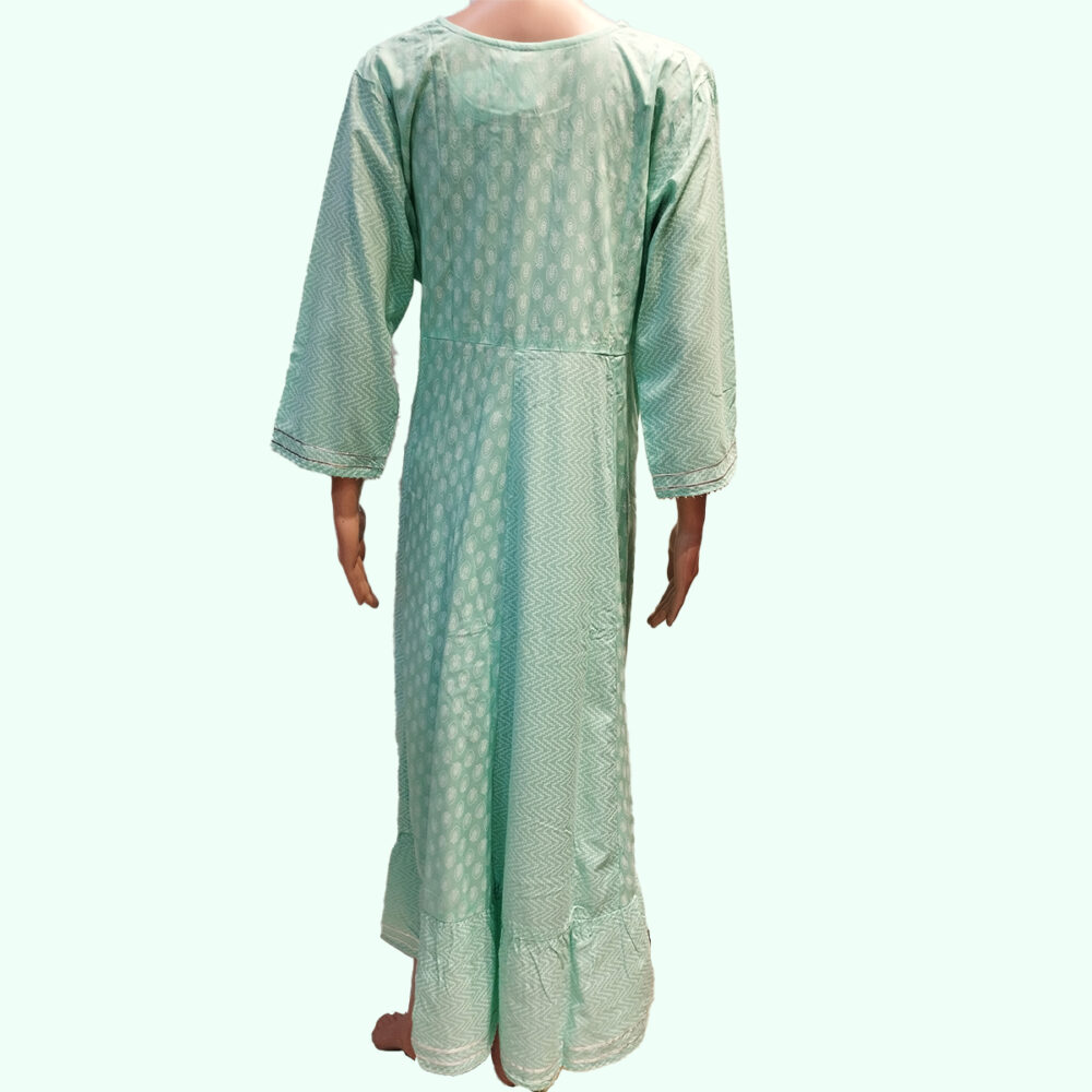 Embroidered Cotton Long Kurta in Light Blue