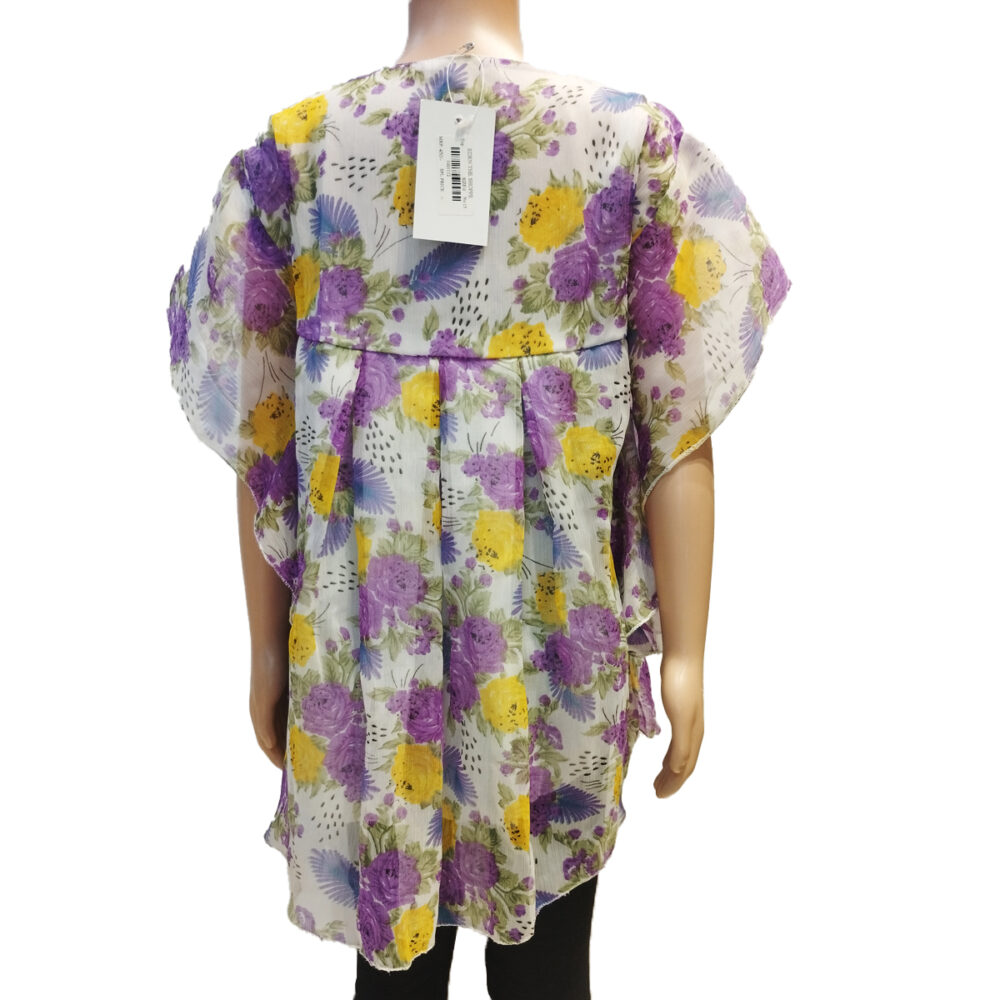 Floral Print Pure Silk Girls Kaftan Tops